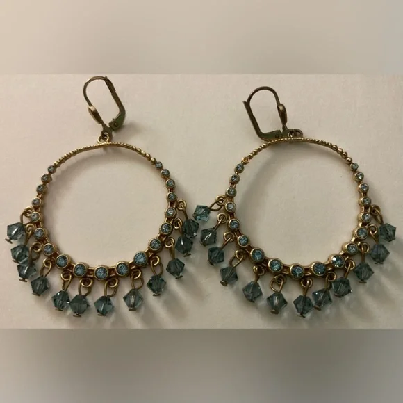 CATHERINE POPESCO La Vie Parisienne Gold Hoop Beaded Crystal Earrings - Picture 2 of 9